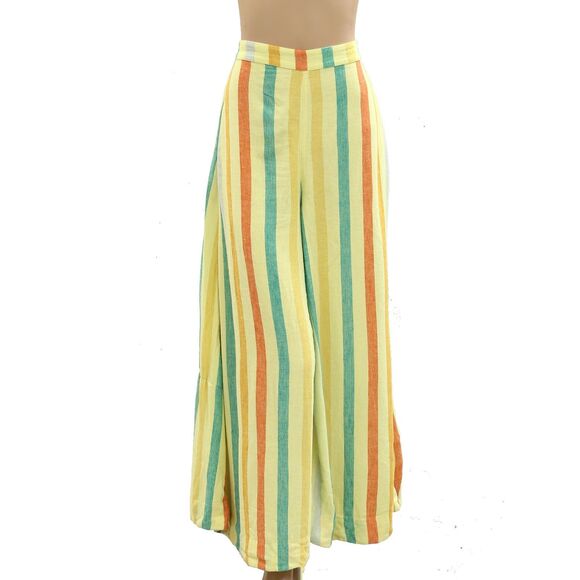 Free People Free-est Vacay Rhythm Striped Print Trousers Pants Wide Leg S 284102 - Picture 5 of 10